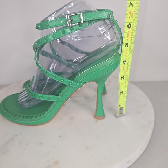 Azalea Wang Shoes Womens Size 8 Green Strappy Studded Heel Sandals SKIP-GREEN - Picture 6 of 13